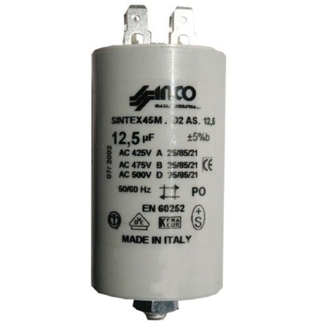 WHIRLPOOL Condensateur 12.5MF (481281728955, 2807960100) Lave-linge 2I MARCHI, ALTUS, ARDEM, ARISTON HOTPOINT, BAUKNECHT, BEKO, BLUESKY, BOREAL, BRANDT, CANDY, CHREIBER, CREDA, CRYSTAL, DELONGHI, DUMONT, FAGOR,