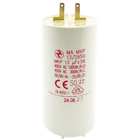 Condensateur 13µF - Ø35x68mm - pour moteur de volet roulant Cosses 2.8 mm - Somfy 203626A