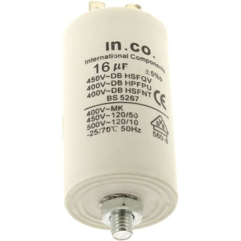 Condensateur 16µf, 400v, 481912118284 - lave-linge