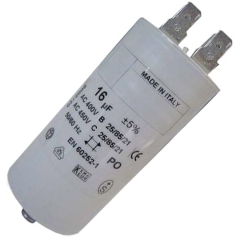 Condensateur 16mF 450V (481281728957, C00074643) Lave-linge ARISTON, OCEAN, CANDY, ZANUSSI, FUNIX, FRIGIDAIRE, EDESA, ARTHUR MARTIN ELECTROLUX, PROLINE, BRANDT, ELECTROLUX, ARTHUR MARTIN, FAURE, ASPES