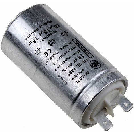 Condensateur 18μF pour sèche-linge Electrolux – Tension 425V – Boîtier radial gris – 1240344612