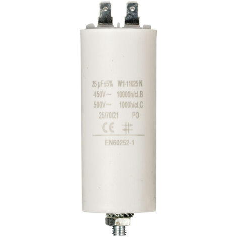 Condensateur 25.0µF 450V – Démarrage moteur fiable – Longueur 95mm – Boîtier diamètre 40mm – Nedis