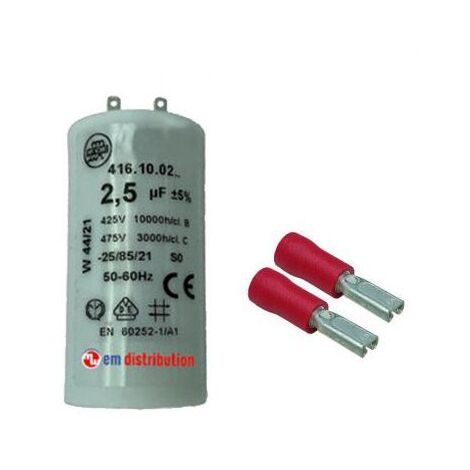 Condensateur 2,5µF avec fiches d'adaptation pour moteur de volet roulant