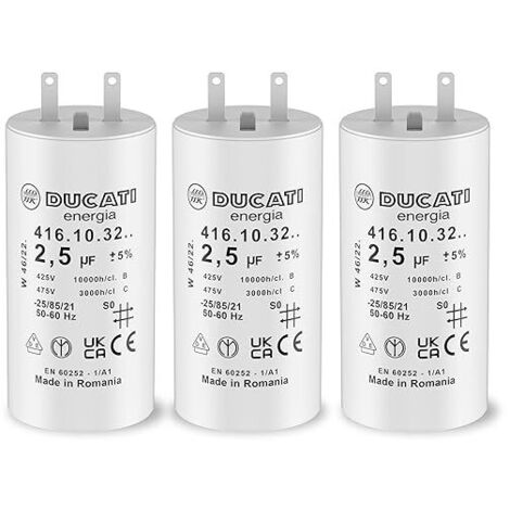 Condensateur 2,8 uF pour Volet Roulant SOMFY, SIMU, NICE - Réparation pour Moteur de Haute Qualité 6Nm à 8Nm - Condensateur avec Cosses Faston 2,8mm pour Moteur de Volet et Store - 10 000 Heures (3)