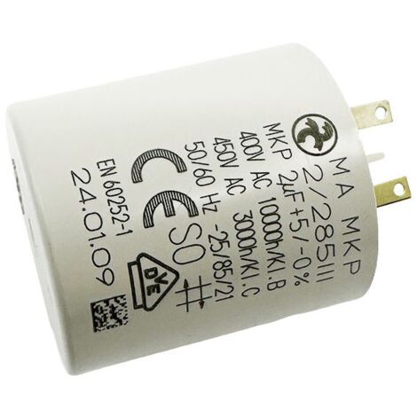 Condensateur 2µF - Ø30x33mm - pour moteur de volet roulant Cosses 2.8 mm - Somfy 5113663A