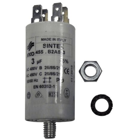 Condensateur 3µF d'origine (481912118102) Lave-vaisselle AEG, ARTHUR MARTIN, ARTHUR MARTIN ELECTROLUX, ASPES, BAUCKNECHT, BAUKNECHT, BEKO, BOSCH, BRANDT, EDESA, ELECTROLUX, FAGOR, FAR, FAURE, GAGGENAU