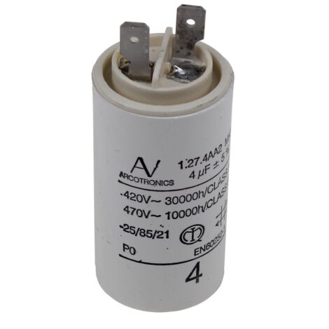 Condensateur 4µF 420V pour hotte – Démarrage moteur – Compatible Whirlpool, Scholtes, Bauknecht – 481212028054