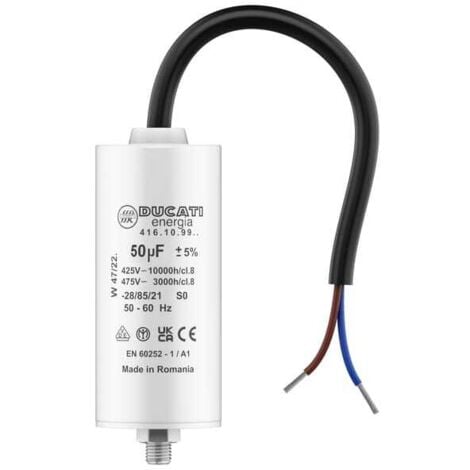 VOLET TECH Condensateur 50 uF pour Moteur Monophasé - Utilisation pour Kärcher, Pompe de Piscine, Porte de Garage - 425V/450V/475V