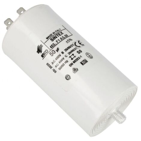 Condensateur 50μF 450V – Pièce détachée pour réfrigérateur – Compatible Whirlpool et Indesit – Démarrage efficace