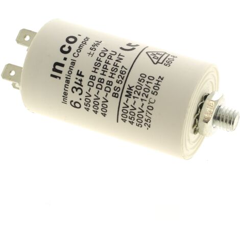 Condensateur 6,3µf 400v pour Lave-vaisselle Ariston, Lave-vaisselle Indesit, Hotte Faure, Hotte Electrolux, Hotte Arthur martin,