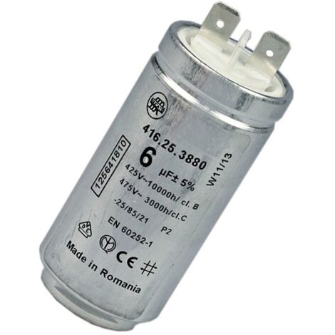 Condensateur 6mF (1256418102) Sèche-linge ARTHUR MARTIN ELECTROLUX, ELECTROLUX, AEG, FAURE