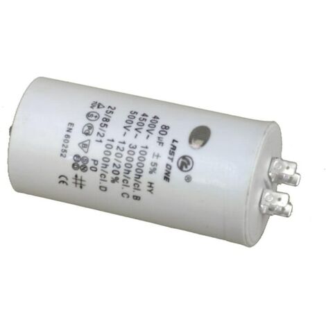 Condensateur 80 µF 450 V – Diamètre 54 mm, hauteur 122 mm – Pour appareils électroménagers – 5021879819925 – Universeel
