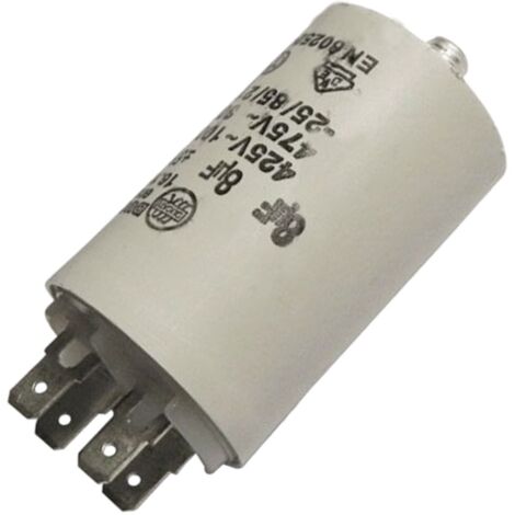 Condensateur 8MF 450V (AS0030666, 6531420) Sèche-linge NEFF, HYGENA, BLUEWIND, SANGIORGIO, CALEX, CURLING, ARTHUR MARTIN ELECTROLUX, FRANGER, SABA, SEAWAY, HIGHONE, BRANDT, ELEKTRA-BREGENZ, SIEMENS, H