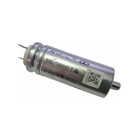 Condensateur 8MF 450V (AS0030666, 6531420) Sèche-linge TEKA, HAIER, BLUESKY, CONSTRUCTA, FAR, HIGHOME, CURTISS, HORN, BOMPANI, SAUTER, BSK, WHIRLPOOL, NEFF, BRANDT, CALEX, CRYSTAL, HIGHONE, HYGENA, ZA
