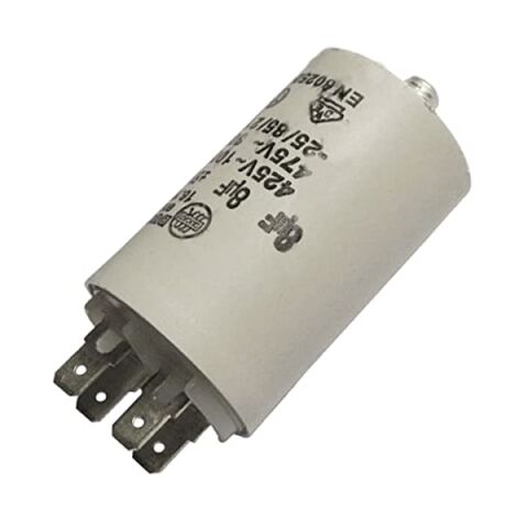 Condensateur 8MF 450V (AS0030666, 6531420) Sèche-linge VEDETTE, SABA, BLOMBERG, ELECTROLUX, MARKLING, CURTISS, ZANUSSI, AYA, IGNIS, FAGOR, SIDEX, HAIER, PROLINE, SIEMENS, WHIRLPOOL, HIGHOME, ELEKTRA-B