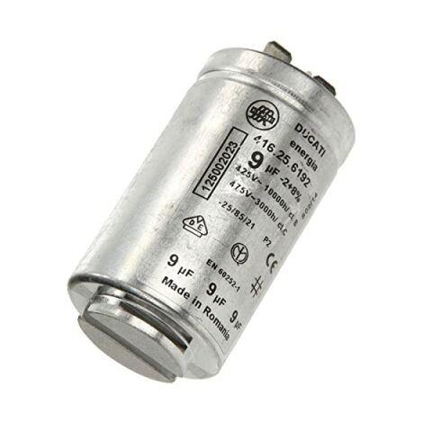 Condensateur 9MF (1250020227) Sèche-linge ELECTROLUX, AEG, LISTO, ALTUS, ZANUSSI, GORENJE, ARISTON HOTPOINT, GRUNDIG, DOMEOS, BEKO, NOVAMATIC, VEDETTE, ARTHUR MARTIN ELECTROLUX, SMEG, BALAY, CONSTRUCT