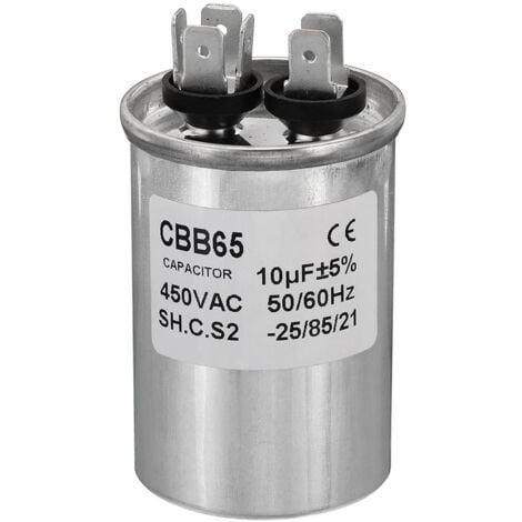 Condensateur CBB65 50uF 450V métal 2 bornes moteur électrique démarrage compresseur pompe à eau