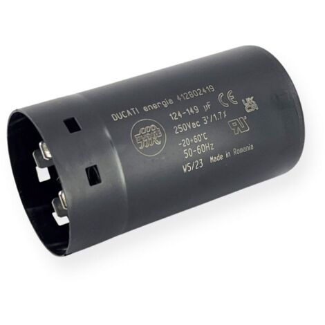 Condensateur de démarrage 124-149µF à cosses faston 6.3, fond plat - Ø45,5x84mm - DUCATI