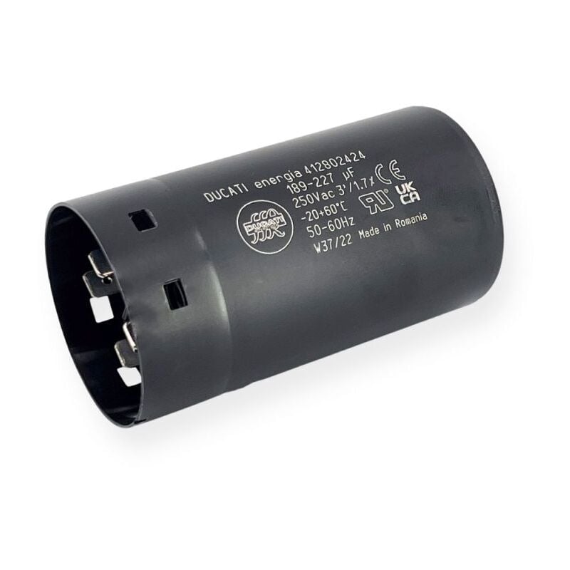 Condensateur de démarrage 189-227µF à cosses faston 6.3, fond plat - Ø45,5x84mm - ducati