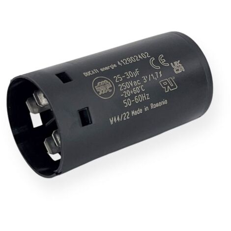Condensateur de démarrage 25-30µF à cosses faston 6.3, fond plat - Ø36x68mm - DUCATI