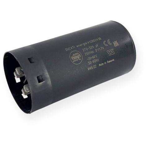 Condensateur de démarrage 270-324µF à cosses faston 6.3, fond plat - Ø52x105mm - DUCATI