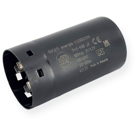 Condensateur de démarrage 340-408µF à cosses faston 6.3, fond plat - Ø45x84mm - DUCATI