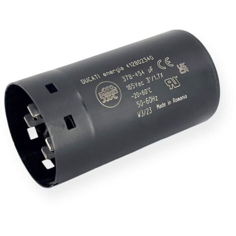 Condensateur de démarrage 378-454µF à cosses faston 6.3, fond plat - Ø45x84mm - DUCATI