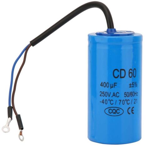 Condensateur de démarrage 400uF 250V AC avec fils - Pour moteur et compresseur d'air