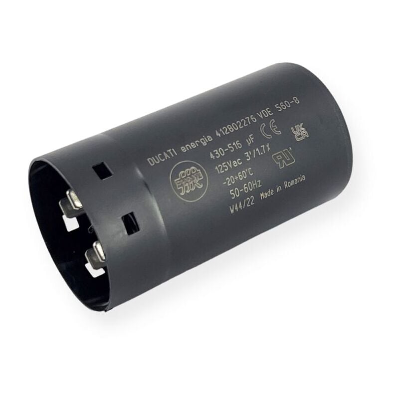 Condensateur de démarrage 430-516µF à cosses faston 6.3, fond plat - Ø45,5x84mm - ducati