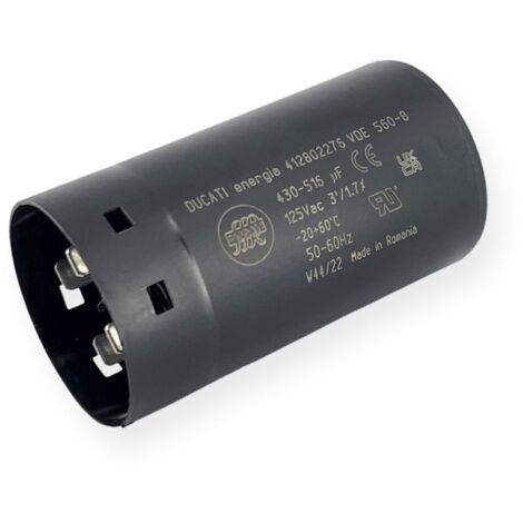 Condensateur de démarrage 430-516µF à cosses faston 6.3, fond plat - Ø45,5x84mm - DUCATI