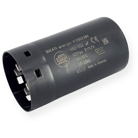 Condensateur de démarrage 460-552µF à cosses faston 6.3, fond plat - Ø45,5x84mm - DUCATI