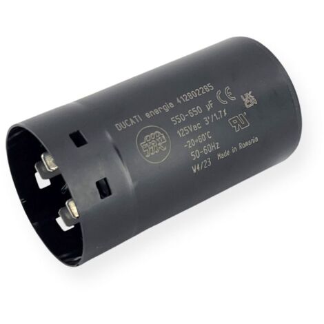 Condensateur de démarrage 550-650µF à cosses faston 6.3, fond plat - Ø45,5x84mm - DUCATI