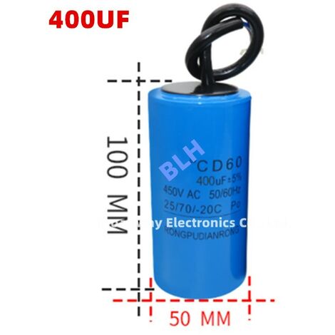 Condensateur de démarrage avec coque en plastique, cellule électrolytique, CD60, 450V, 450ylique, 400UF