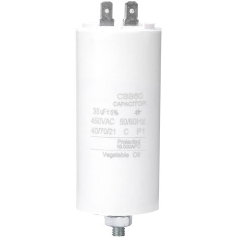 Condensateur de Démarrage CBB60 450V 35µF - pour Lave-linge, Machine à Laver (avec Écrou)