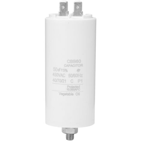 Condensateur de démarrage CBB60 450V 50µF pour moteur de lave-linge avec fixation à écrou