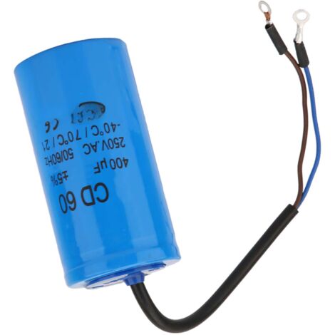 Condensateur de démarrage CD60 avec fil conducteur 250 V CA 400 µF 50/60 Hz pour moteur/compresseur d'air