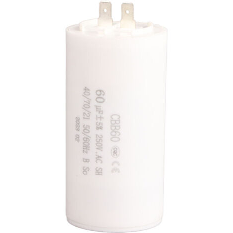 Condensateur de démarrage cylindrique CBB60, 250 V CA, 60 µF, 50/60 Hz, pour pompe à moteur