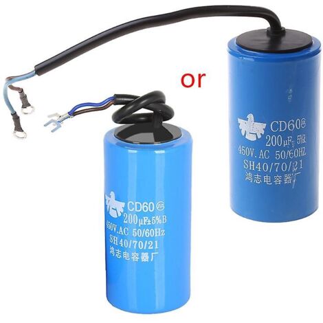 Condensateur de démarrage et de fonctionnement pour moteur d'appareil électroménager 250-450 V CA 200 µF CD60 haute qualité