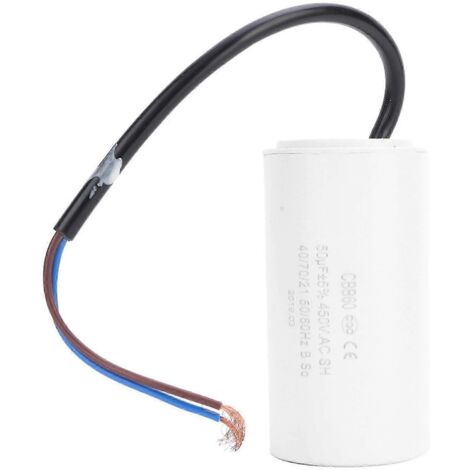 Condensateur de démarrage moteur CBB60 450 V 50 µF (microfarad) avec fil conducteur