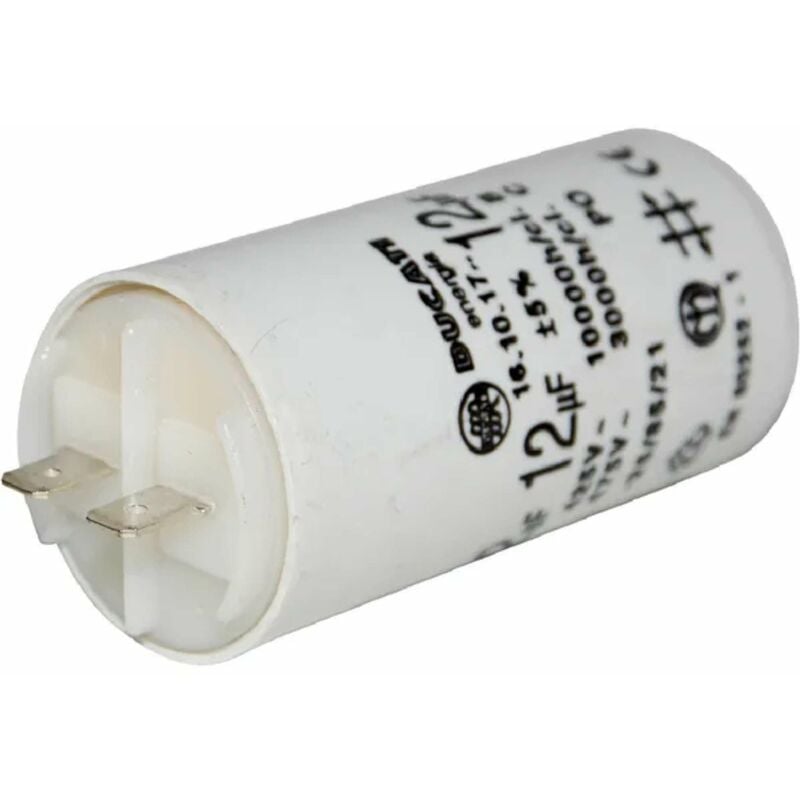 Condensateur de démarrage universel 12µF 450V Ø36mm longueur 70mm fixation M8 2 cosses Permanent Moteur Appareils Electriques Ménagers Pompe Volet