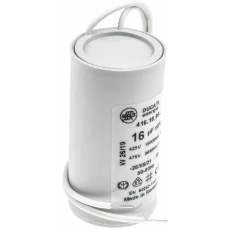Condensateur de démarrage universel 16µF 450V 2 fils Ø40mm longueur 70mm fixation M8 Permanent Moteur Appareils Electriques Ménagers Pompe Volet