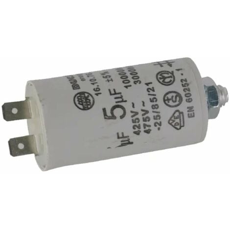 Condensateur de démarrage universel 5µF 450V Ø30mm longueur 56mm fixation M8 2 cosses Permanent Moteur Appareils Electriques Ménagers Pompe Volet roulant Connecteur