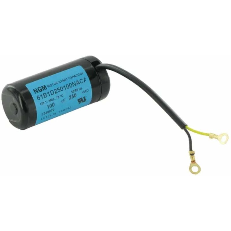 Condensateur de démarrage universel avec câble 2 fils 100µF 250V Ø37mm longueur 82mm Permanent Moteur Appareils Electriques Ménagers Connecteur