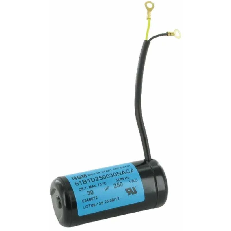Condensateur de démarrage universel avec câble 2 fils 30µF 250V Ø37mm longueur 82mm Permanent Moteur Appareils Electriques Ménagers Connecteur