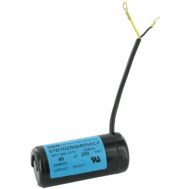 Condensateur de démarrage universel avec câble 2 fils 40µF 250V Ø37mm longueur 82mm Permanent Moteur Appareils Electriques Ménagers Connecteur