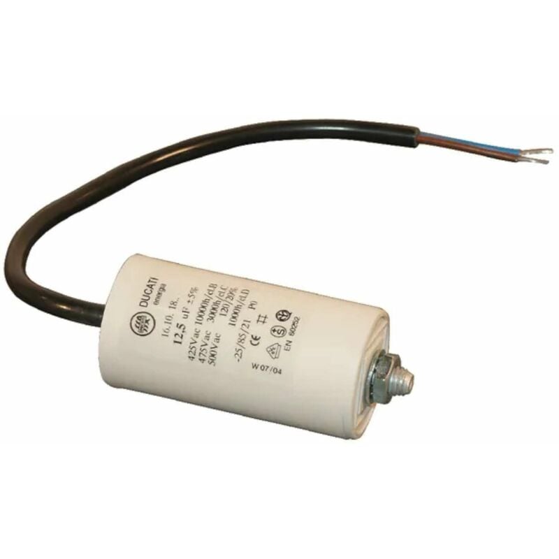 Condensateur de démarrage universel avec câble 2 fils 40µF 450V Ø45mm longueur 95mm fixation M8 Permanent Moteur Appareils Electriques Ménagers Pompe