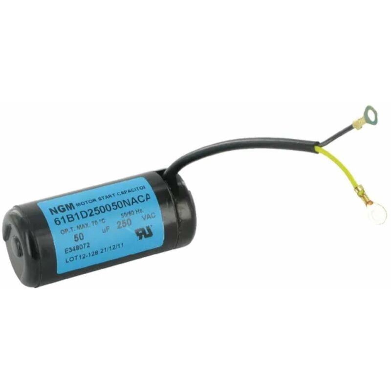 Condensateur de démarrage universel avec câble 2 fils 50µF 250V Ø37mm longueur 82mm Permanent Moteur Appareils Electriques Ménagers Connecteur