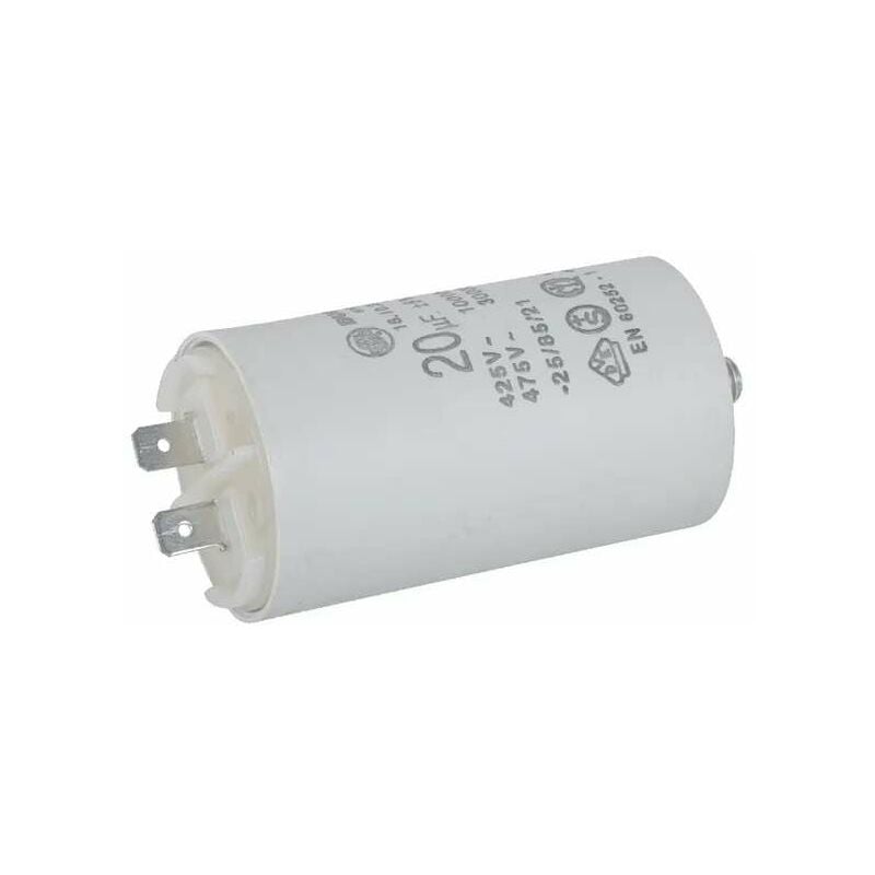Condensateur de démarrage universel 20µF 450V Ø40mm longueur 72mm fixation M8 2 cosses Permanent Moteur Appareils Electriques Ménagers Pompe Volet