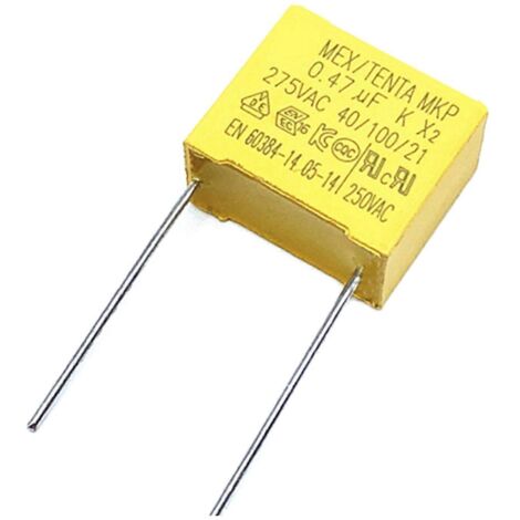 Condensateur de sécurité 0,47 µF 0,22 µF 0,33 µF 0,82 µF 0,68 µF 275 V 474 kΩ x2 MKP Pas de broche 15 mm - 0,47 µF