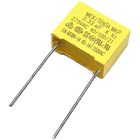 Condensateur de sécurité 0,47 µF 0,22 µF 0,33 µF 0,82 µF 0,68 µF 275 V 474 kΩ X2 MKP Pas de broche de 15 mm - 0,33 µF